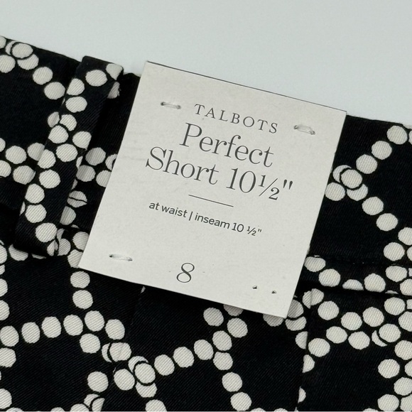 NWT Talbots Women’s Perfect Shorts 10 ½” Inseam Size 8 Cotton Blend Black White - Picture 6 of 11